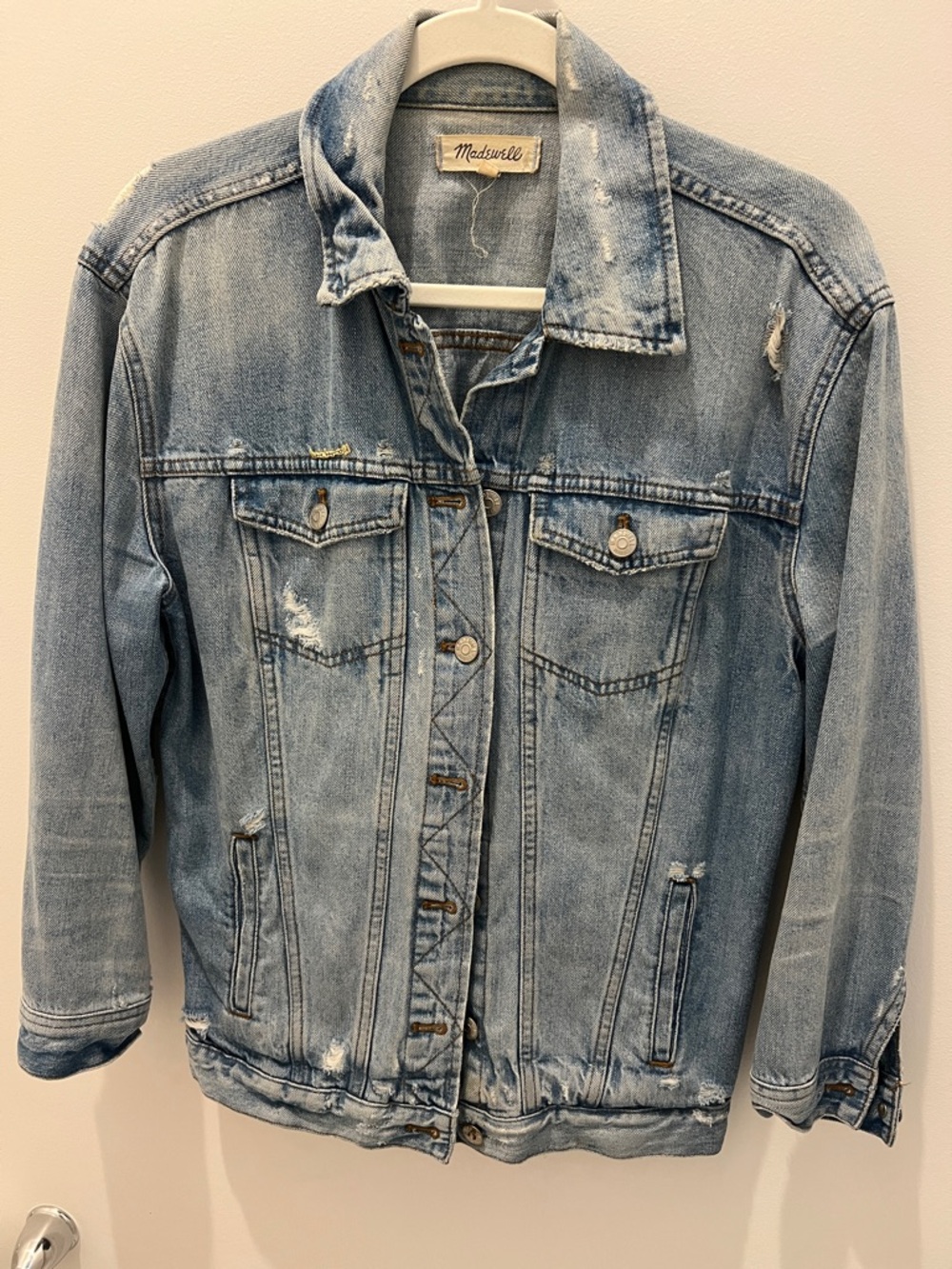 Madewell Distressed Light Wash Denim Jacket